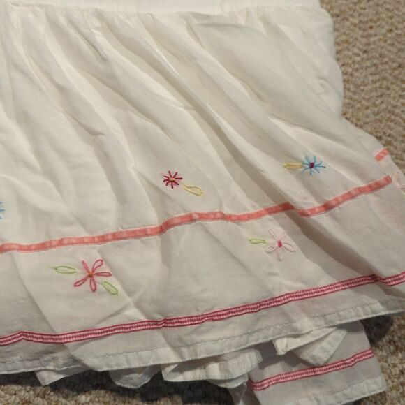 Pottery Barn Kids Twin Bed Skirt Dust Ruffle Pink Floral Flowers Embroidered - Picture 3 of 7